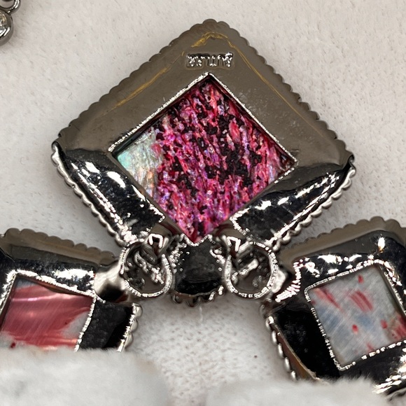 Vtg Butler Signed Fifth Avenue Collection Red Rubi Abalone Necklace And Earrings - Picture 6 of 11